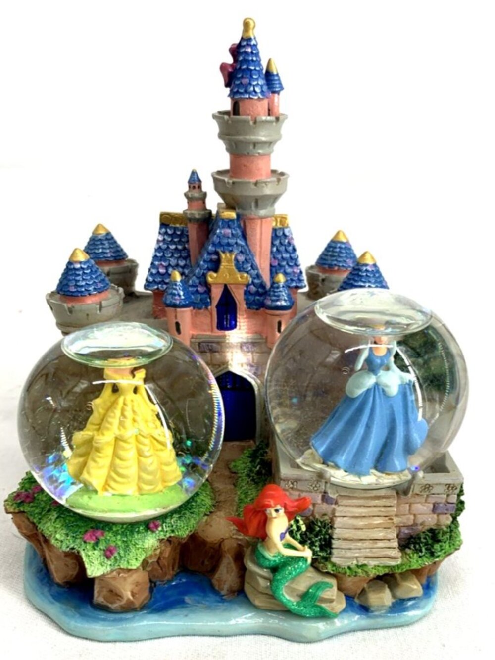 Disney Princess Snowglobe Cinderella Belle Ariel Mini Castle Retired Vintage 5"